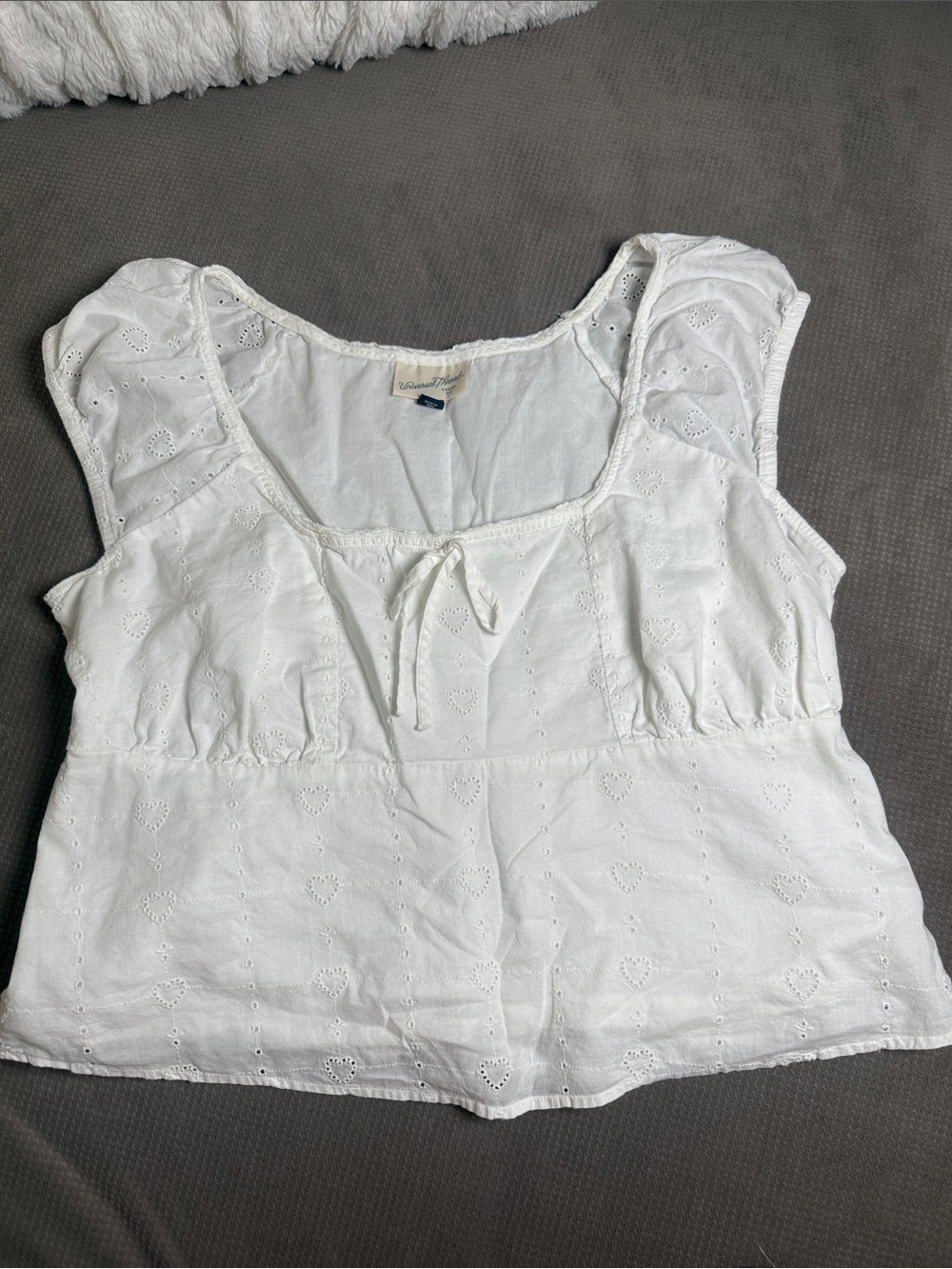 Universal Thread White Eyelet Cotton Tie-Front Camisole